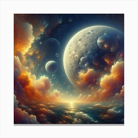 Moon over water Canvas Print