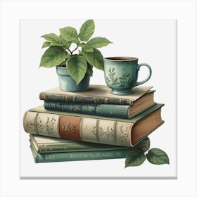 Books With Flowers Canvas Print