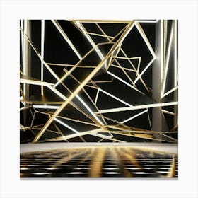 Neon gold design on black Canvas Print