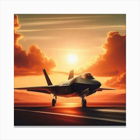 F-35 Fighter Jet At Sunset Canvas Print