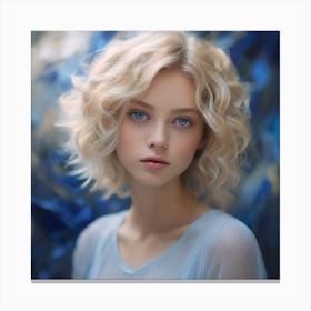 Portrait Of A Girl With Blue Eyes Canvas Print