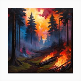 Fire In The Forest Canvas Print