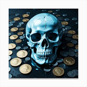 Skull With Gold Coins Canvas Print