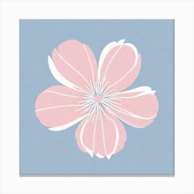 A White And Pink Flower In Minimalist Style Square Composition 176 Canvas Print