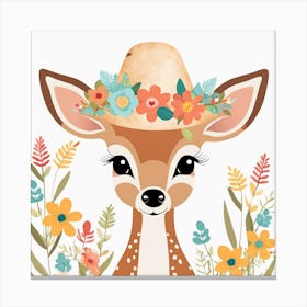 Floral Baby Deer Nursery Illustration (32) Canvas Print