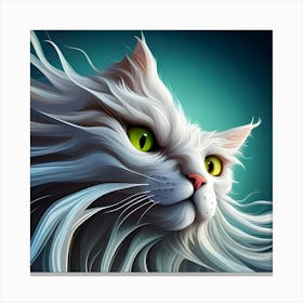 White Cat With Green Eyes 1 Canvas Print