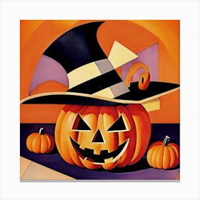 Halloween Pumpkin Hat Canvas Print