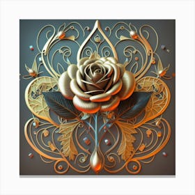 Stylized and intricate geometric black rose 11 Canvas Print