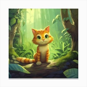 Cute Cat In The Forest Canvas Print