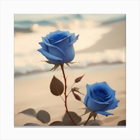 Blue Roses On The Beach Canvas Print