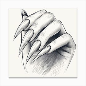 Woman'S Nails Sketch Canvas Print