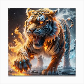 Angry tiger in flames  Canvas Print