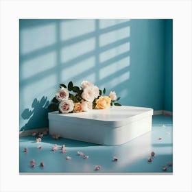 White Box With Flowers 4 Canvas Print