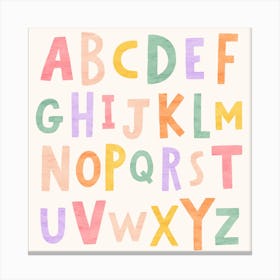 Alphabet Pastel Square Canvas Print