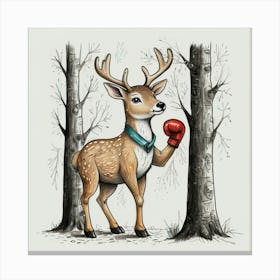 Boxing Deer Canvas Print