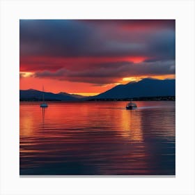 Sunset Over Lake Taupo Canvas Print