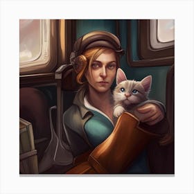 Girl With A Kitten Canvas Print