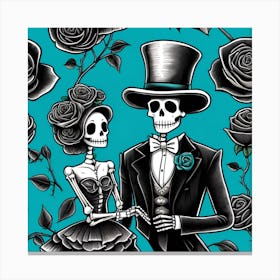 Day Of The Dead Skeleton Couple 2 Canvas Print