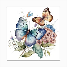 Butterflies And Flowers Canvas Print