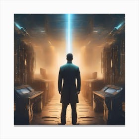 Man Standing In A Hallway Canvas Print