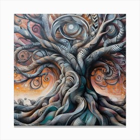 Abstract Tree Mural: This artwork is inspired by the beauty and diversity of trees in nature. The artwork is a large-scale mural, which is a painting or drawing that covers a wall or ceiling. The artwork uses abstract shapes and colors to create a dynamic and harmonious composition of different types of trees. The artwork also has a sense of depth and perspective, giving the impression of a forest landscape. This artwork is ideal for anyone who loves nature and art, and it can be placed in a hallway, library, or garden. 2 Canvas Print