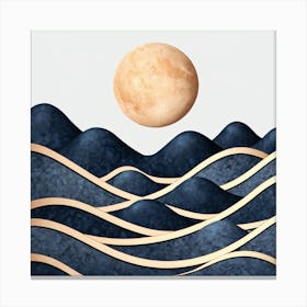 Moon And Waves 52 Canvas Print