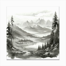 Landscape Painting raw Canvas Print