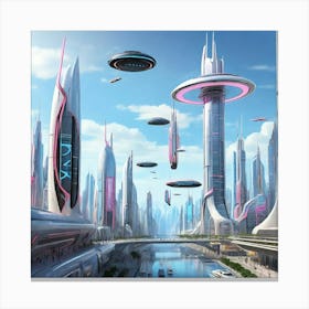 Futuristic City Art print Canvas Print