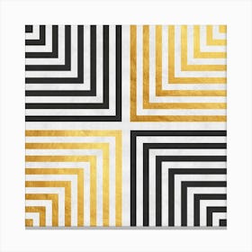 Gold and black lines 2 Canvas Print