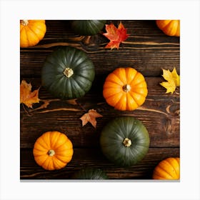 Assortment Of Vibrant Autumn Gourds And Pumpkins Thanksgiving Themed Scattered Artistically Across (2) Canvas Print