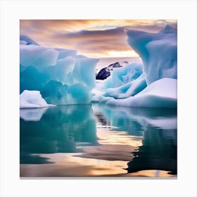 Icebergs At Sunset 40 Canvas Print