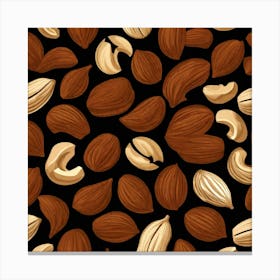 Nuts On A Black Background 12 Canvas Print