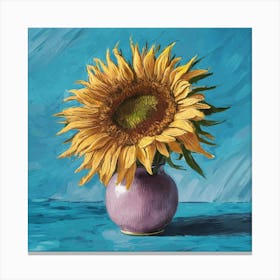 Sunflower In A Pink Bud Vase Canvas Print
