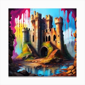 Castle Of Dripping Paint Canvas Print