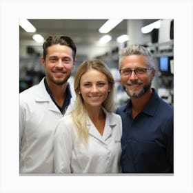 Portrait Of A Couple In A Laboratory Canvas Print