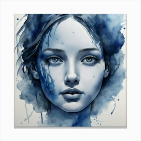 Blue Watercolor Painting 1 Canvas Print