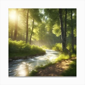 Ray Of Light In The Forest Canvas Print