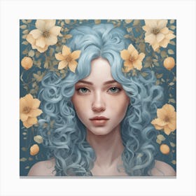 Blue Haired Girl Canvas Print