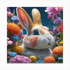 Bunny In Flowers Canvas Print