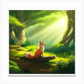 Fox In The Forest Canvas Print