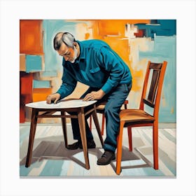 Man At A Table Canvas Print