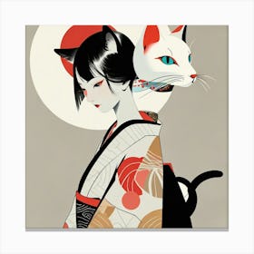 Japanese woman-cat 2 Canvas Print