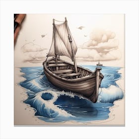 Boat In The Sea Canvas Print