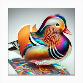 Mandarin Duck Color Effect Drawing - Wild Bird Artwork 165 Canvas Print