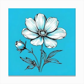 Blue Flower On Blue Background Canvas Print