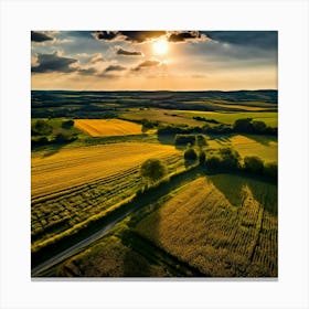 Drone Rural Farm Field Aerial Land Agricultural Crop Countryside Environment Agriculture (4) Canvas Print