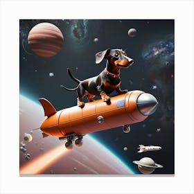 Dachshund In Space Canvas Print