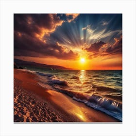 Sunset On The Beach 873 Canvas Print