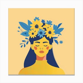 Woman With Flowers On Her Head 7 Canvas Print