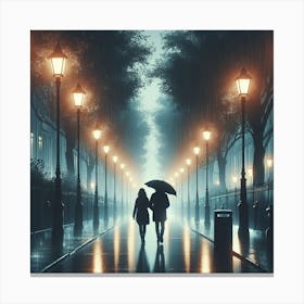 Couple Walking In The Rain 1 Canvas Print